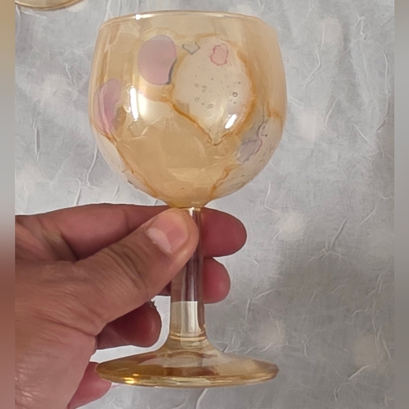 Vintage Beautiful Multicolored Hand Painted Glass Set of 4 Artistic - Picture 2 of 8